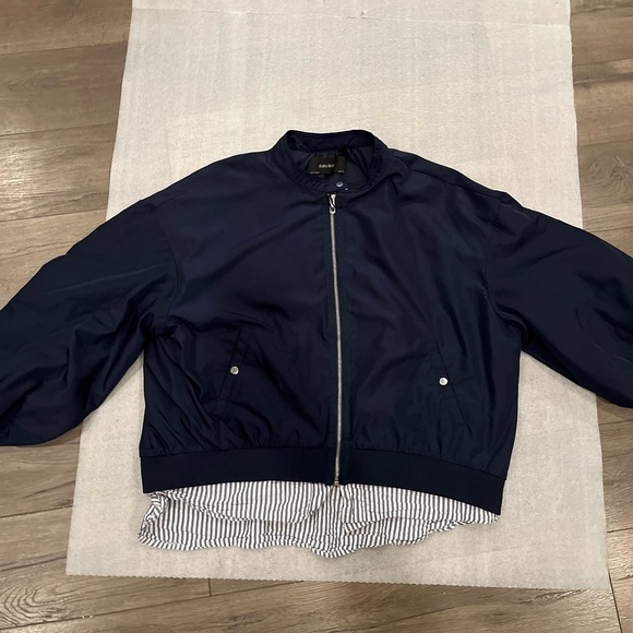 [XL]Zara Navy Blue Water Repellent Bomber Jacket Relaxed Fit - Picture 2 of 7